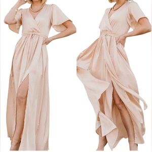 Baltic Born Satin Champagne Dress NWT size XL